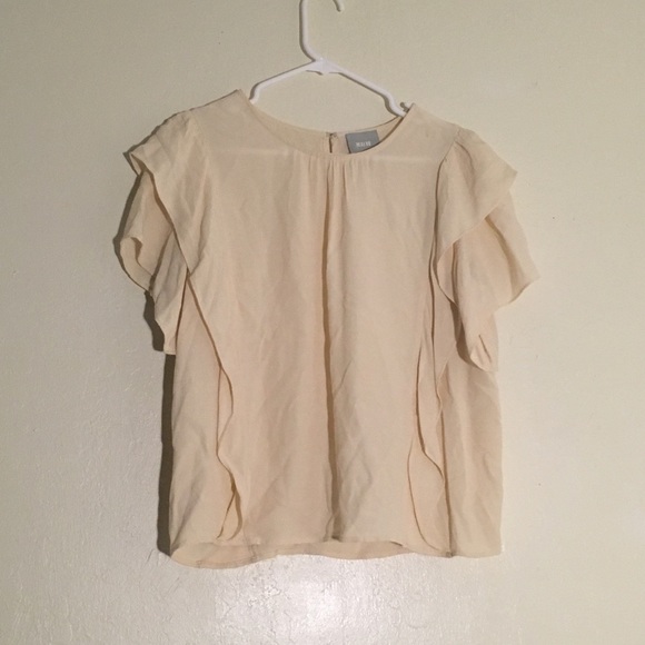 Anthropologie Tops - Anthropologie Maeve Cream Ruffle Crepe Blouse